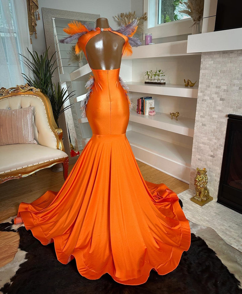 Apricot Rhinestone Gowns (Custom Make)
