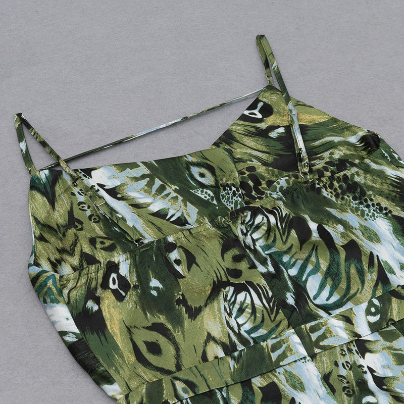 Green Summer's Night - Frill Midi Sleeveless Strappy Bodycon Dress
