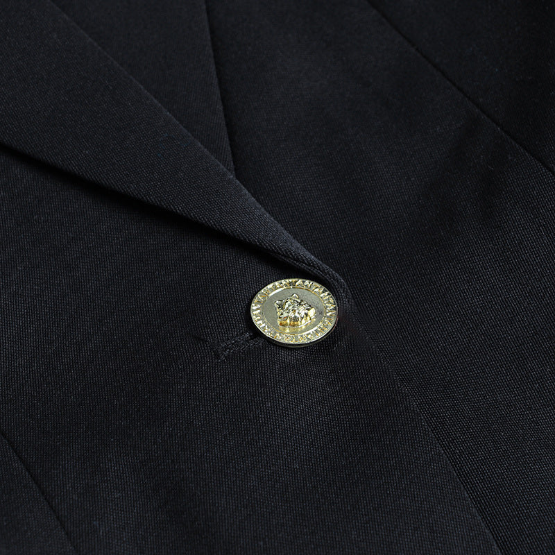 Gold Metal Designed Single Button Blazer