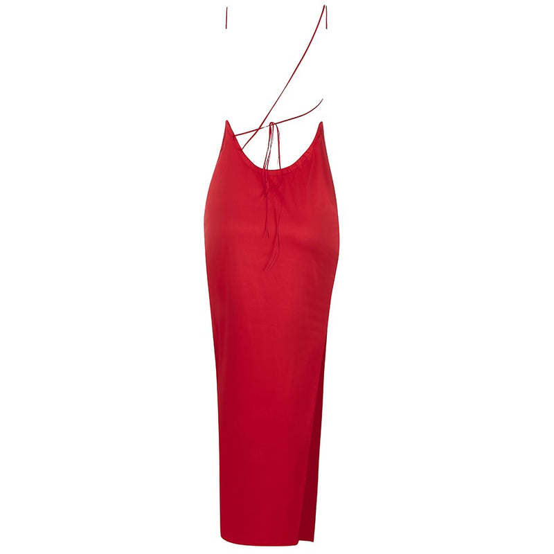 Red Backless Wrinkled Strappy Bodycon Dress