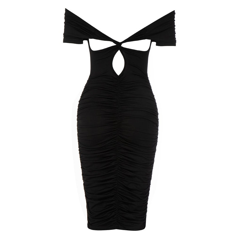 Take Me There Backless Cutout Off Shoulder Bodycon Dress - Black