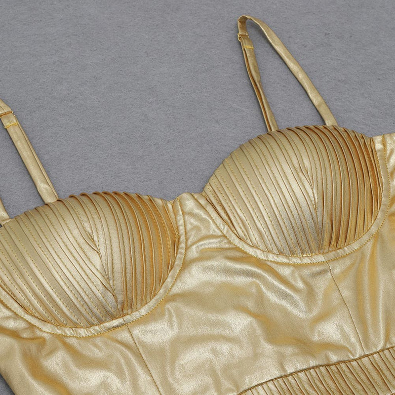 Gold Backless Sleeveless Mini Bodycon Dress