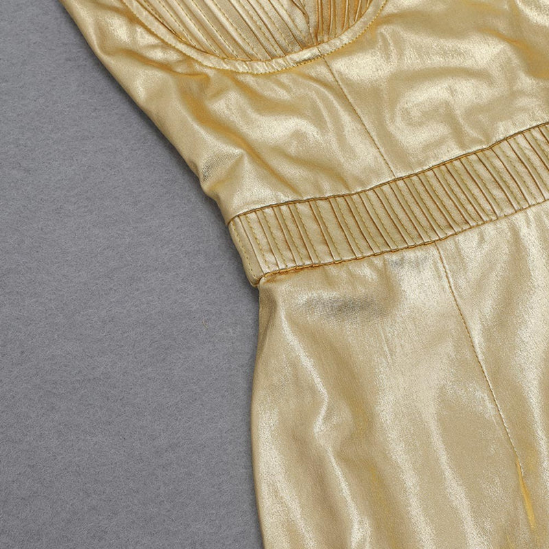 Gold Backless Sleeveless Mini Bodycon Dress