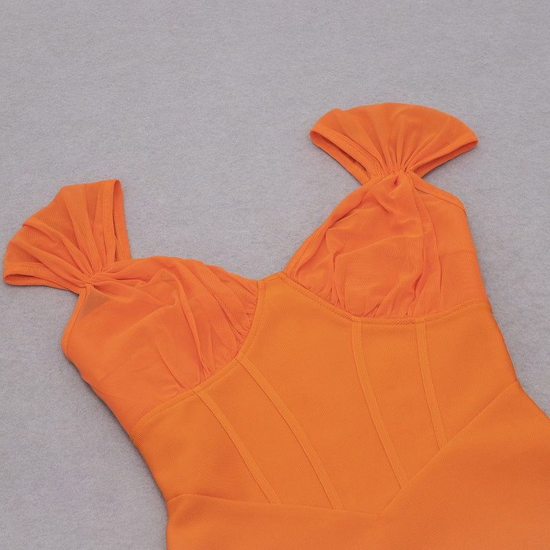 Picture Perfect Backless Striped Short Sleeve V Neck Bandage Dress - Orange
