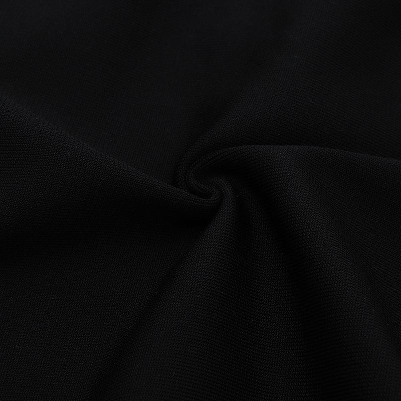 Black Slit Drill Chain Midi Sleeveless Strappy Bandage Dress