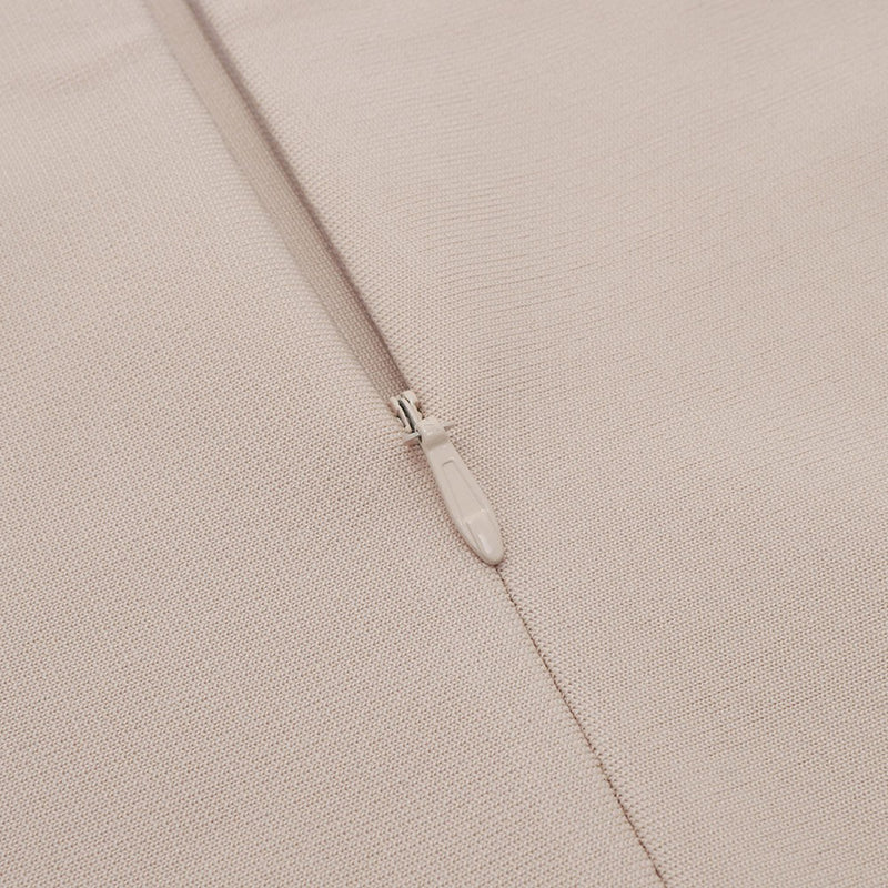 Apricot Asymmetrical Cut Out Mini Long Sleeve V Neck Bandage Dress