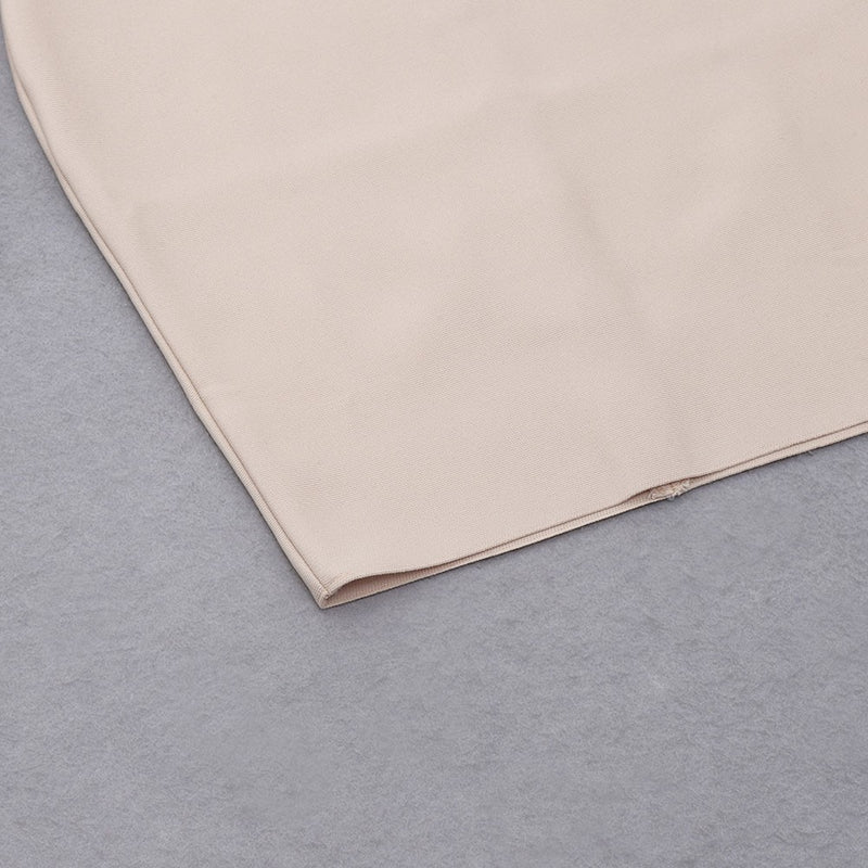 Apricot Asymmetrical Cut Out Mini Long Sleeve V Neck Bandage Dress