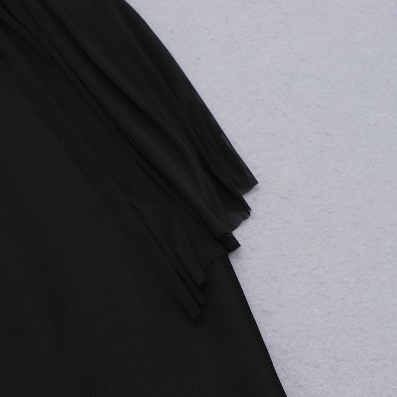 Black Striped Lace Sleeveless Mini Bandage Dress