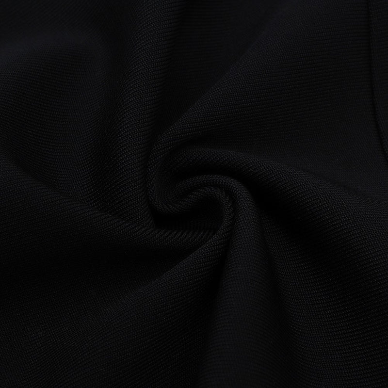 Black Distinctive Cut Out Midi Long Sleeve V Neck Bandage Dress