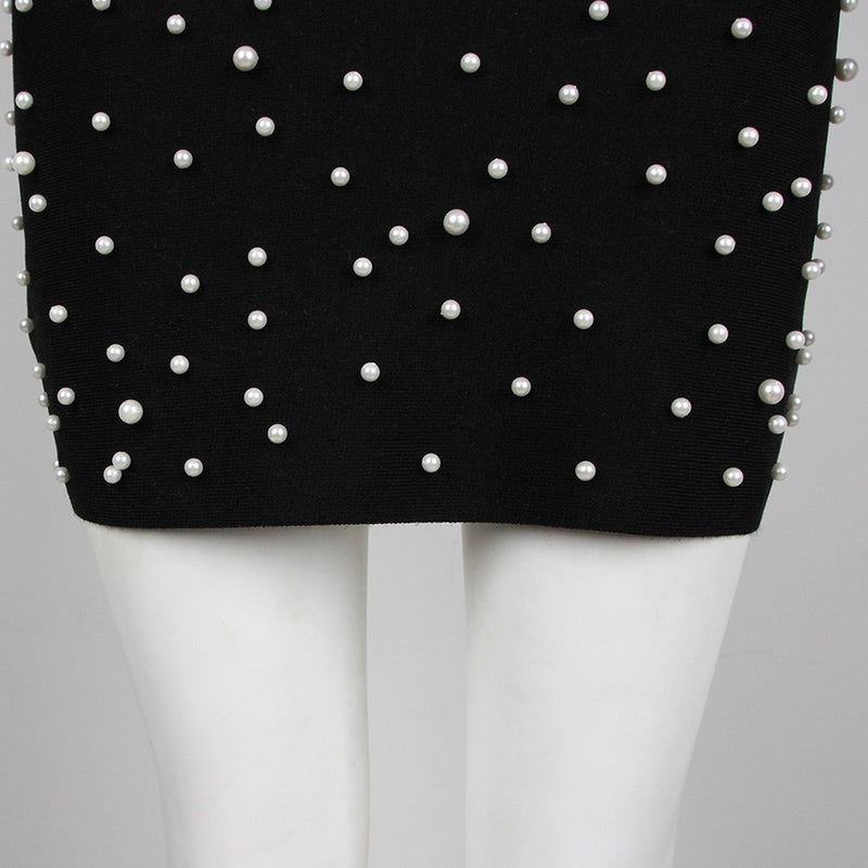 Distinctive Bubble Beads High Neck Bandage Dress