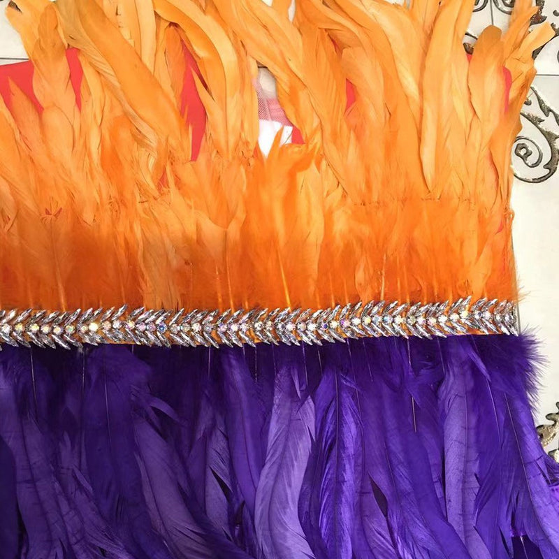 Orange Purple Distinctive Splicing Mini Sleeveless Strapless Bodycon Dress