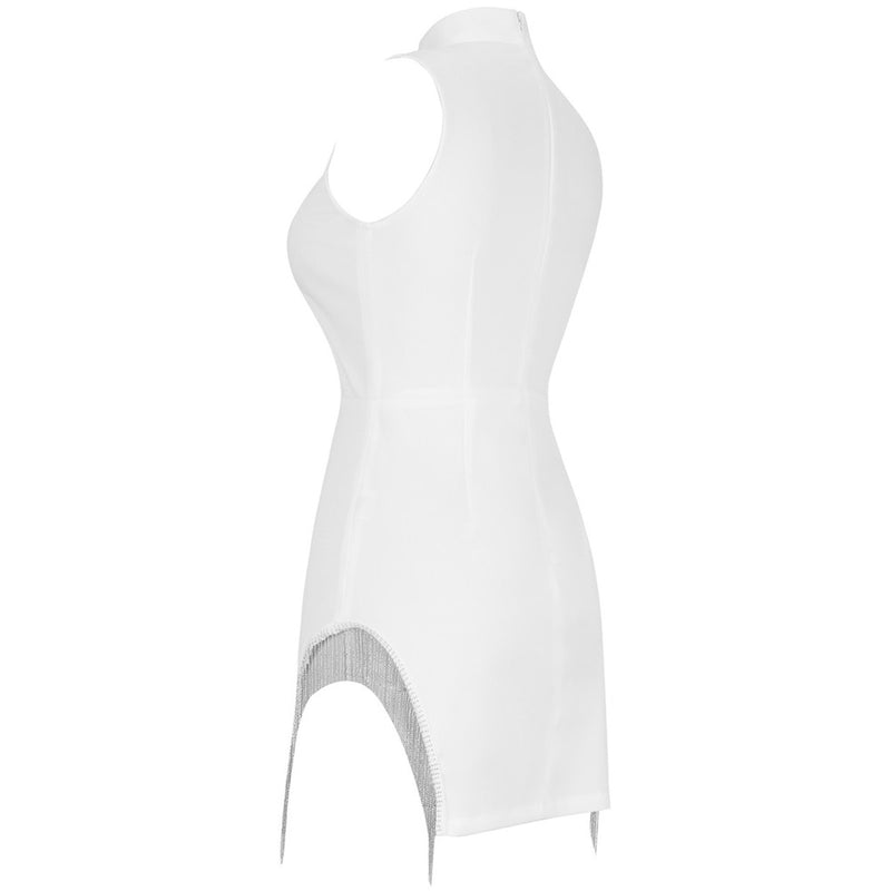 White Mini Tassels Bandage Dress