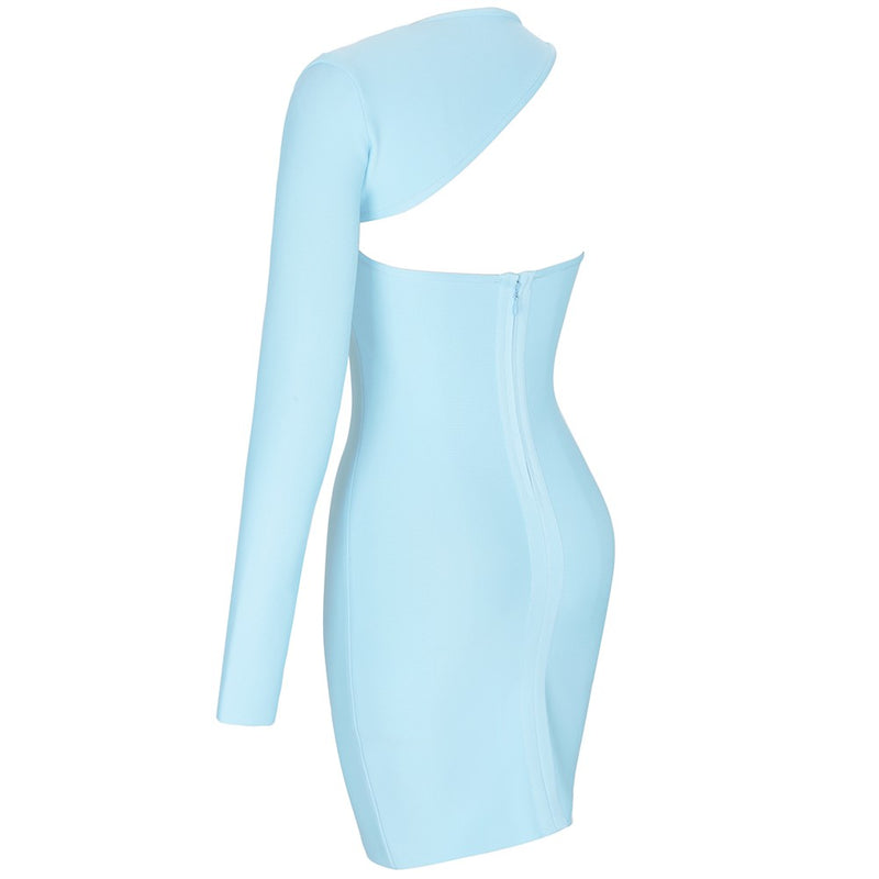 Distinctive Asymmetrical Long Sleeve Bandage Dress